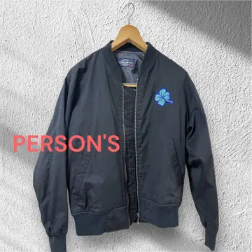 PERSON'S 클로버 자수 블랙 봄버 자켓