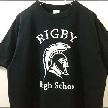 PORT&COMPANY 럭비 로고 스쿨 T셔츠 블랙 M 해외 구제 의류