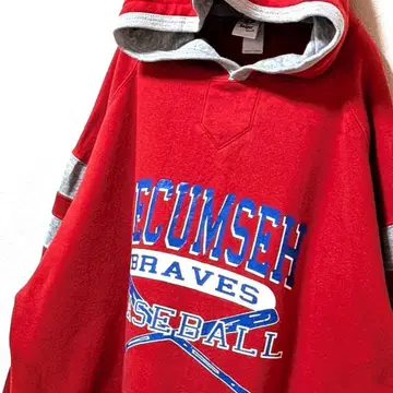 배저 테컴세 브레이브스 베이스볼 후드 맨투맨 레드 빨간색 L 구제 의류