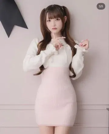 컷 아웃 하운드투스 체크 패턴 니트 원피스 핑크 pium 피움