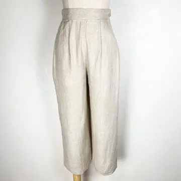 새상품급 아르마니진스 베이지 9호 M 린넨 와이드 크롭 팬츠