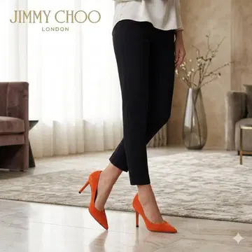 [ 박스 포함 ] JIMMY CHOO 지미추 36 오렌지 스웨이드 펌프스
