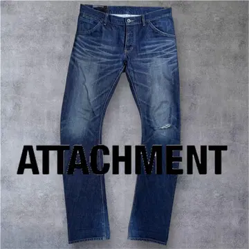 [레어] 어태치먼트 바나나 실루엣 입체 재단 데님 인디고 사이즈 3