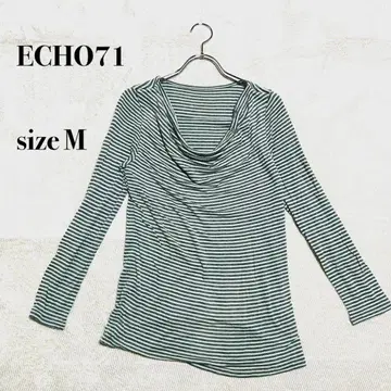 ECHO71 스트라이프 드레이프넥 티셔츠 M