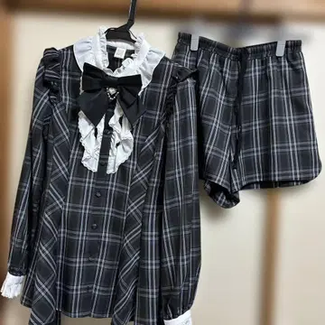 시크릿 허니 체크 무늬 셋업