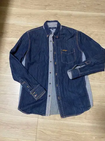 Tommy 다크 데님 긴팔 셔츠 스트라이프