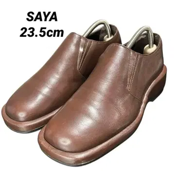 SAYA 사야 천연 가죽 슬립온 사이드 고어 브라운 23.5cm