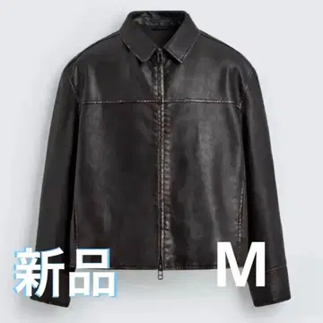 [ 미사용 ] ZARA 워시드 페이크 레더 자켓 M