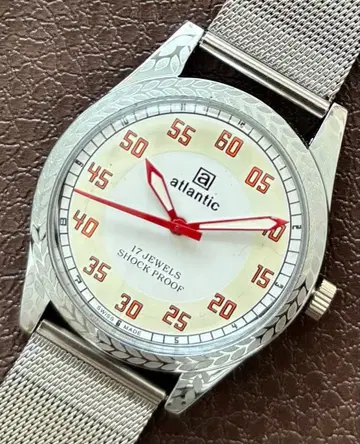 빈티지 손목시계 atlantic 남성용 기계식 수동 와인딩