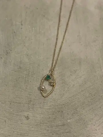 [새상품] K10 골드 목걸이 펄 에메랄드 다이아몬드 펜던트