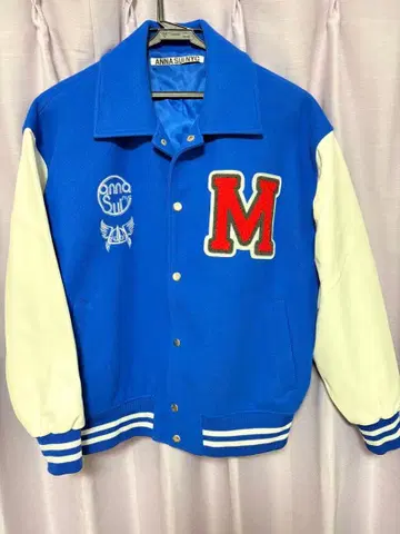 ANNA SUI NYC 바시티 자켓 M 자수 파랑 베이비 왈큐레 콜라보