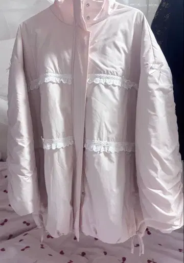 리본 프릴 패딩 자켓 메리 제니 핑크