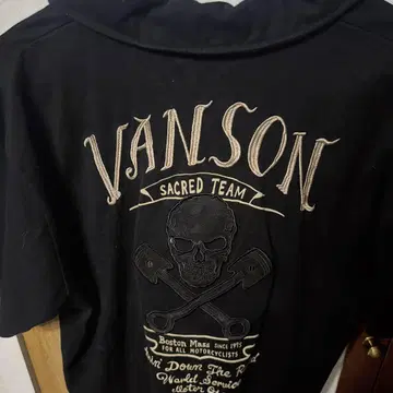 VANSON 반손 피케 셔츠 자수 블랙 스컬 XL
