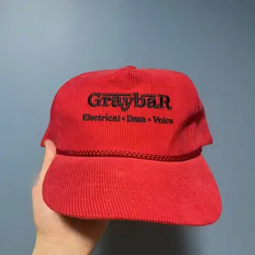 90s 새상품급 빈티지 코듀로이 캡 기업 자수 트래커 레드