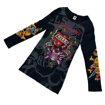 Ed Hardy 에드하디 롱 T 블랙 타투 큐빅