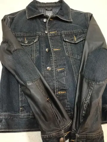 아르마니 데님 가죽 콤비 자켓