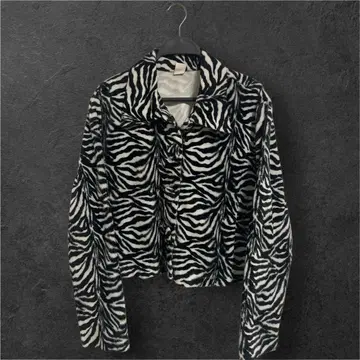 80s 90s 제브라 패턴 인조 모피 쇼트 기장 자켓