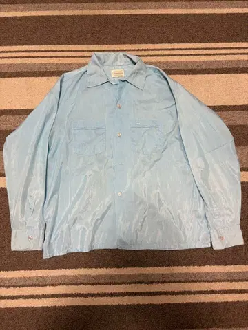 Mohawk 50.60.70s 레이온 개버 스카이블루 오픈 카라 셔츠