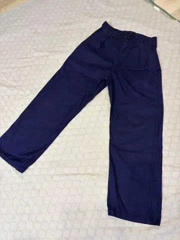 프렌치 워크 팬츠 프렌치 블루 유로 빈티지 버튼 플라이