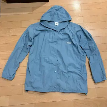 VANS 나일론 자켓 후드 부착 블루 윈드 브레이커