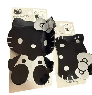 미사용 새상품 헬로키티 블랙키티 비쥬 반 클립 헤어 클립