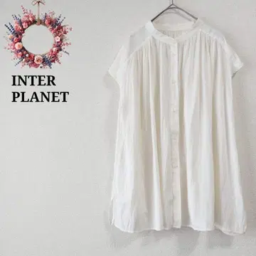 인터플래닛 드레이프감 블라우스 프렌치 슬리브 개더 시어 F