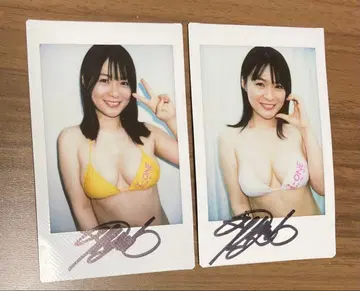 호시나 미츠키 친필 사인 폴라로이드 2장과 브로마이드 1장