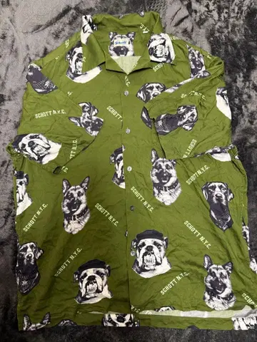 샷 schott 레이온 반팔 셔츠 올리브 그린 하와이안 셔츠