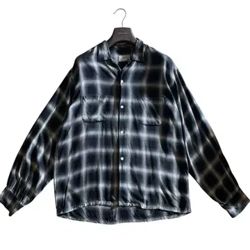 TOWNCRAFT 60's 복각 옴브레 오픈 카라 레이온 셔츠 블랙 M