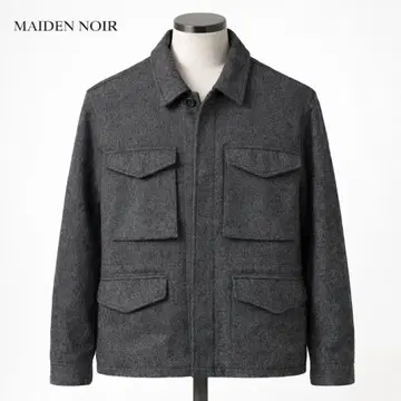 MAIDEN NOIR 울 밀리터리 자켓 M 그레이