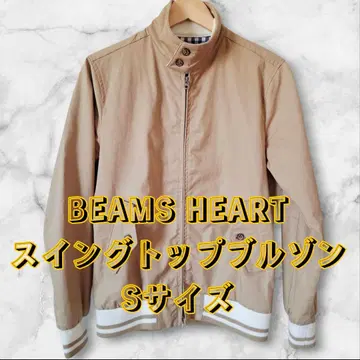 BEAMS HEART 스윙탑 블루종 베이지 S 깅엄 체크
