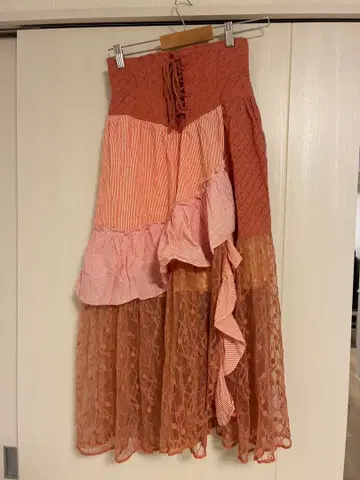 SNIDEL 패치워크 레이스 롱 스커트 사이즈 0