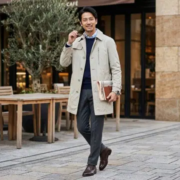 Y9001* 조셉옴므 스텐카라 코트 베이지 44 남성용 벨트 봄