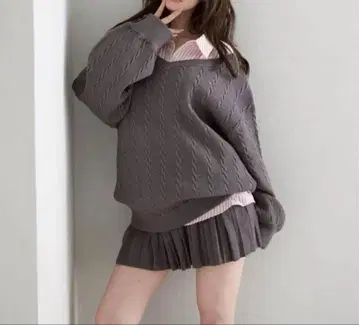 [ ANDMARY ] 아가타 블라우스 세트업 그레이