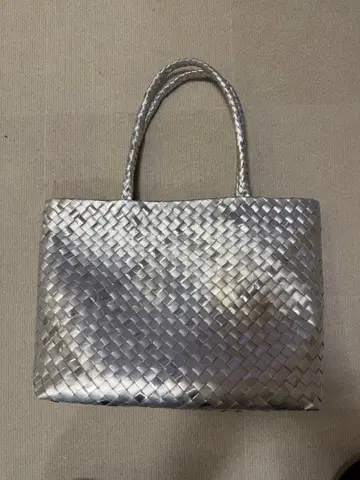 플라스틱 바구니 백 지속가능성 재생 백 실버 뜨개질 토트백