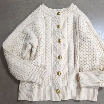 프레임워크 해밀턴 울 케이블 니트 가디건 골드 버튼