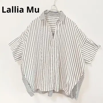 Lallia Mu 라리아무 스트라이프 x 보더 코튼 셔츠 38 일본제