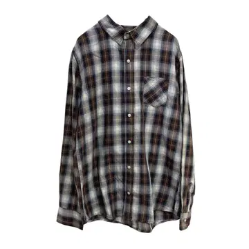 백넘버 체크 셔츠 (M) 긴팔 플란넬 셔츠 브라운 계열 면 100%