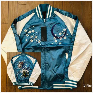 택 포함 새상품 미사용 XL 일본풍 패턴 풍신뇌신 스카잔 수베니어 자켓