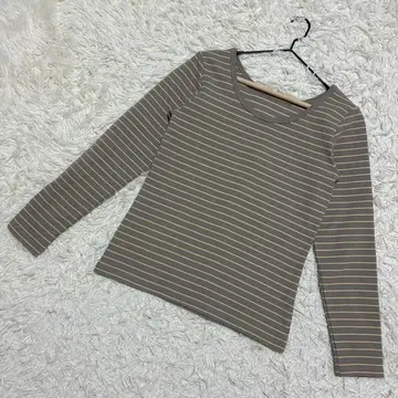 URBAN RESEARCH 보더 무늬 t셔츠 긴팔 u넥 티셔츠