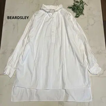 BEARDSLEY 사이드 슬릿 셔츠 원피스 화이트 빅 실루엣 면