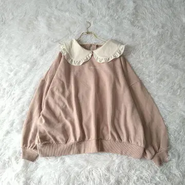 잉그 INGNI 오버 사이즈 탈부착 카라 맨투맨 M 핑크 루즈한 사이즈