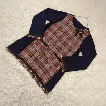 &LOVE 트위드 풀오버 튜닉 프린지 멀티 컬러 M