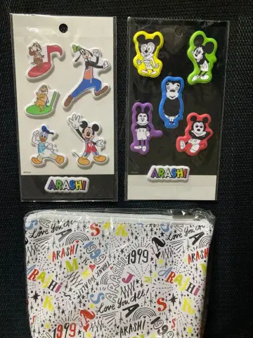 아라시 전시회 미키 스티커 파우치 3종 세트