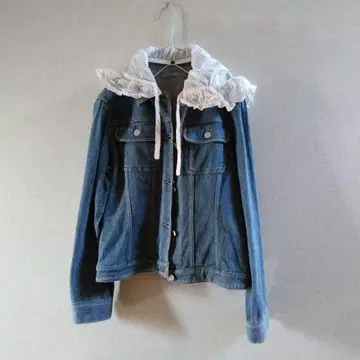 PINK HOUSE 프릴 후드 부착 데님 자켓 빈티지