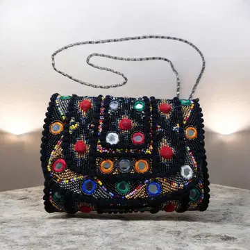 앤티크 거울 자수 패치워크 숄더백