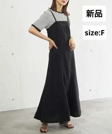 새상품 tiptop 린넨 머메이드 오버롤 스커트 블랙 완판 원피스