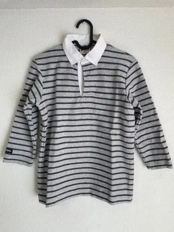 BARBARIAN 라거 셔츠 그레이 스트라이프 피케 셔츠 7부 소매