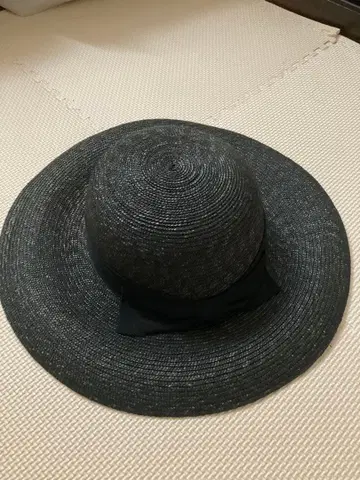 블랙 밀짚모자 스트로우 햇 프리 사이즈 여성용