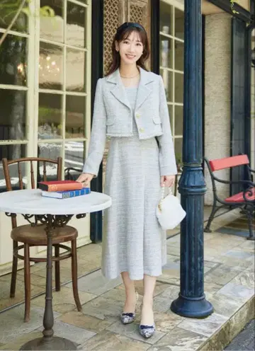 카시와기 유키 콜라보 Swingle 셋업 트위드 원피스